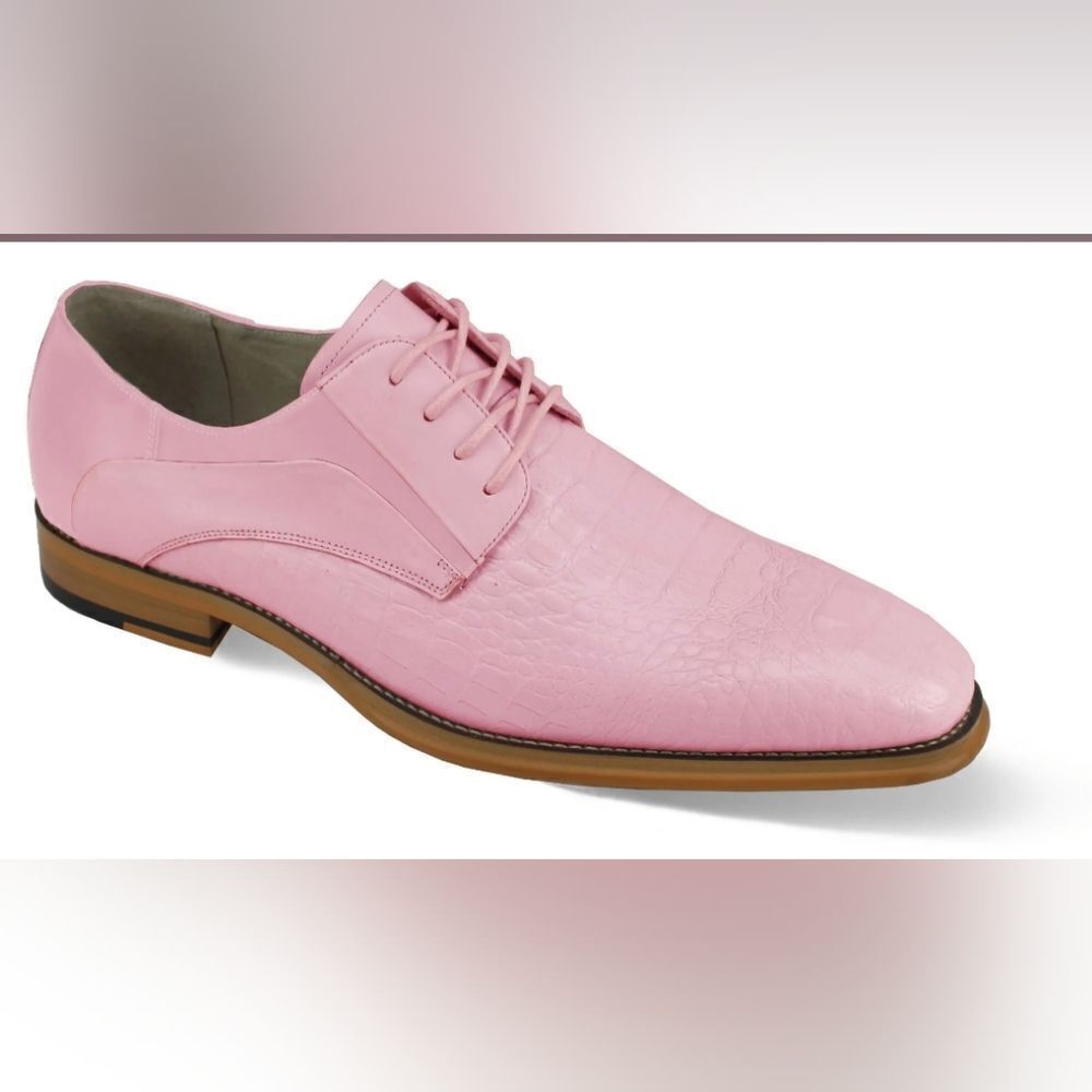 GIOVANNI MEN'S PINK MASON LEATHER LACE UP DRESS SHOE ALLIGATOR STYLE.